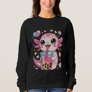 Kawaii Axolotl Bubble Tea for Kids and Teens Cute Sweatshirt