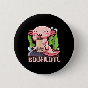 Kawaii Axolotl Cute Boba Tee Bubble Tea Anime Girl 2 Inch Round Button