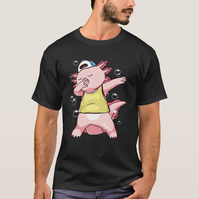 Kawaii Axolotl Dabbing Funny Dabber Dab T-Shirt (Front)