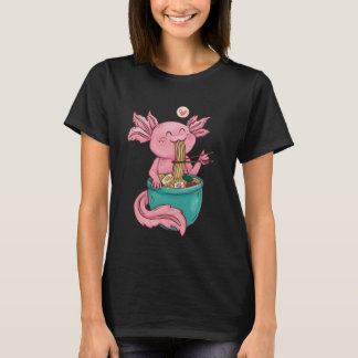 Kawaii Axolotl Eating Ramen Noodles Anime For Girl T-Shirt