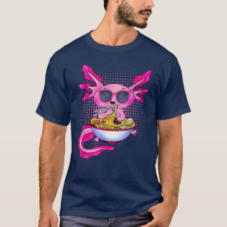 Kawaii Axolotl Eating Ramen Noodles Anime Gift Gir T-Shirt