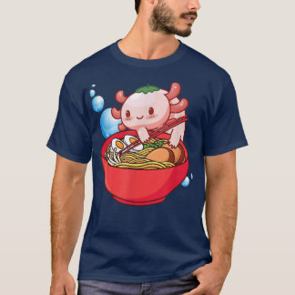 Kawaii Axolotl Eating Ramen Noodles Anime Gift Gir T-Shirt