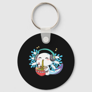Kawaii Axolotl Eating Ramen Noodles Anime Kids Boy Keychain