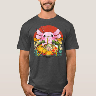 Kawaii Axolotl Eating Ramen Noodles Anime Vintage T-Shirt