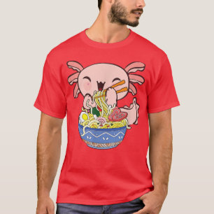 Kawaii Axolotl Eating Ramen Noodles Japanese Anime T-Shirt