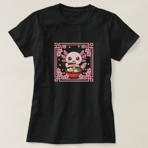 Kawaii axolotl Eating Ramen Noodles Japanese anime T-Shirt