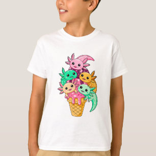 Kawaii Axolotl Ice Cream Cone Amphibian Dessert T-Shirt