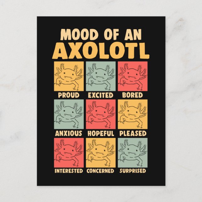 Kawaii Axolotl Mood Amphibian Joke Postcard (Front)