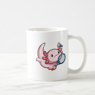 Kawaii Axolotl Pun Funny Badminton Player Coffee Mug