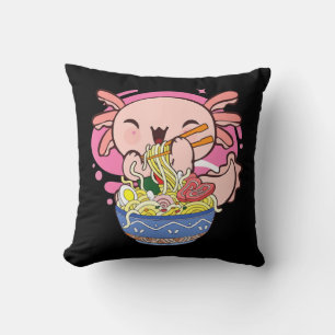 Kawaii Axolotl Ramen Japanese Anime Noodle Kids Te Throw Pillow