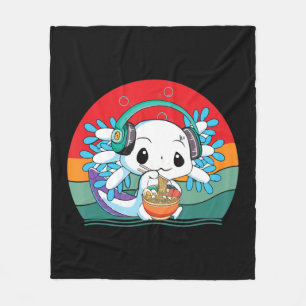 Kawaii Axolotl Ramen Noddles Retro Vintage Anime J Fleece Blanket