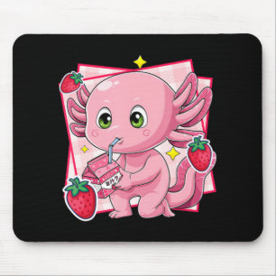Kawaii Axolotl Strawberry Milk Japanese Anime Gift Mouse Pad