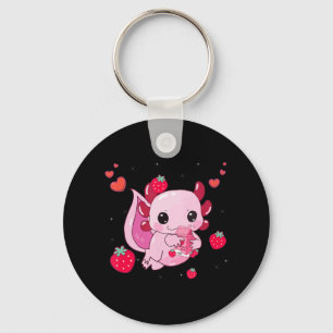 Kawaii Axolotl Strawberry Milk Shake Anime Gift Gi Keychain