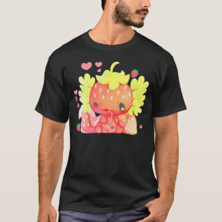 Kawaii Axolotl Strawberry Milk Shake Japanese Anim T-Shirt