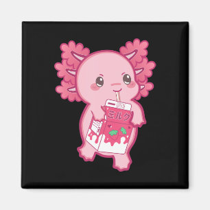 Kawaii Axolotl Strawberry Milk Teen Girl Kids Japa Magnet