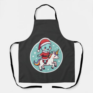 Kawaii Axolotl Unicorn Xmas Santa Merry Christmas Apron