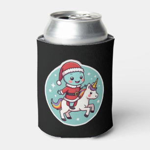 Kawaii Axolotl Unicorn Xmas Santa Merry Christmas  Can Cooler