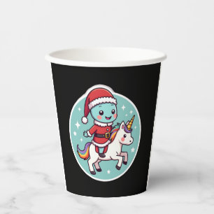 Kawaii Axolotl Unicorn Xmas Santa Merry Christmas  Paper Cups