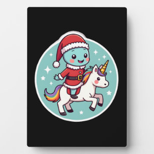 Kawaii Axolotl Unicorn Xmas Santa Merry Christmas  Plaque