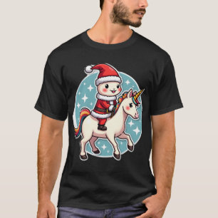 Kawaii Axolotl Unicorn Xmas Santa Merry Christmas  T-Shirt