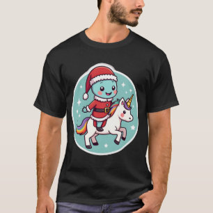 Kawaii Axolotl Unicorn Xmas Santa Merry Christmas  T-Shirt