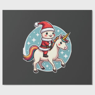 Kawaii Axolotl Unicorn Xmas Santa Merry Christmas Wrapping Paper