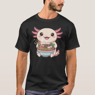 Kawaii Axolotl with Ramen Bowl T-Shirt