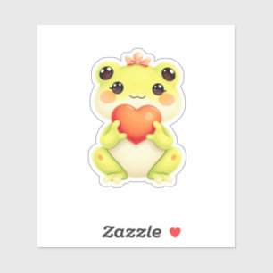 Kawaii Baby Frog Holding a Heart
