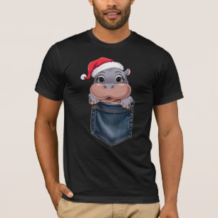 Kawaii Baby Hippo T-shirt de Noël Adorable
