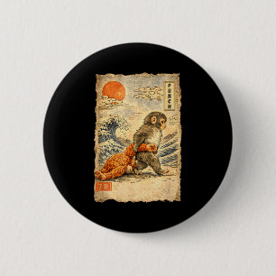 Kawaii baby monkey punch cute japanese macaqueKawa 2 Inch Round Button
