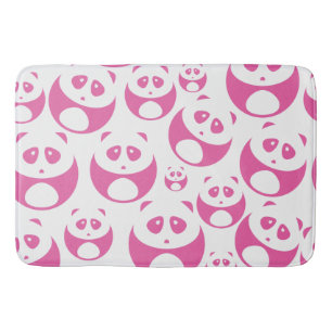 Kawaii Baby Pink and White Panda Pattern Bath Mat