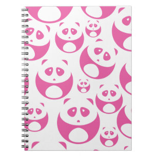 Kawaii Baby Pink and White Panda Pattern Notebook