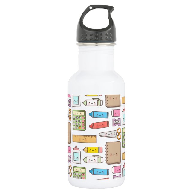 Kawaii Back to School Supplies Pattern For Girls 532 Ml Water Bottle (Front)