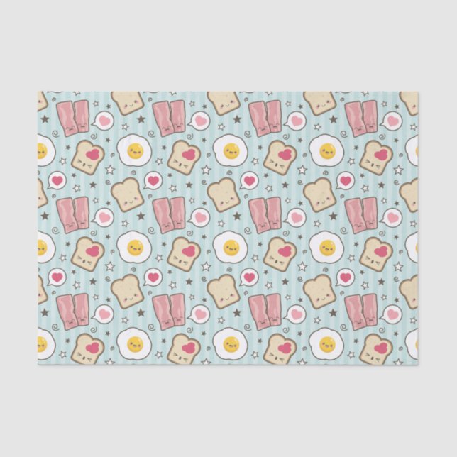 Kawaii Bacon & Fried Egg Deconstructed Sandwich Tissue Paper (Front)