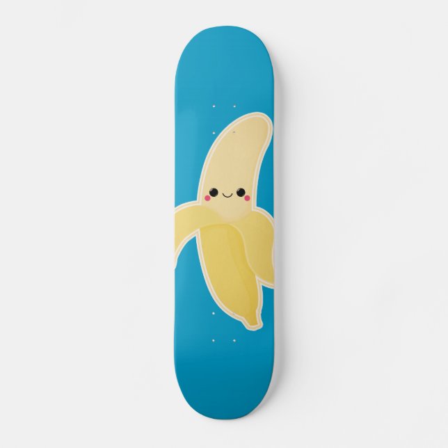 Kawaii Banana on Blue Skateboard (Front)