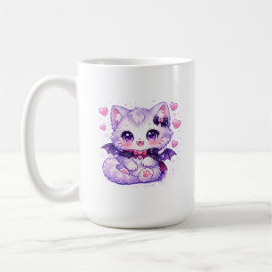Kawaii Bat Kitty – Cute Vampire Winged Cat Coffee Mug