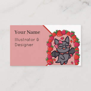 Kawaii Bat Strawberry Garden Aesthetic Business Card