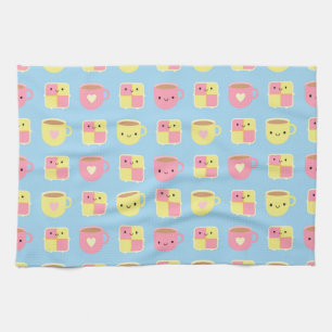 Kawaii Battenberg Cake & Cup of Tea Kitchen Towel