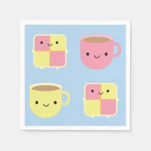 Kawaii Battenberg Cake & Cup of Tea Napkin