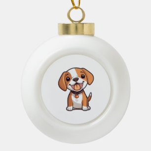 Kawaii Beagle Puppy Ceramic Ball Christmas Ornament