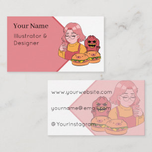 Kawaii Bear Burgers & Coffee – Aesthetic Anime Sty Business Card