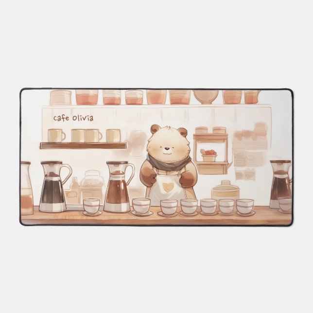 Kawaii Bear Coffee Desk Mat (Front)