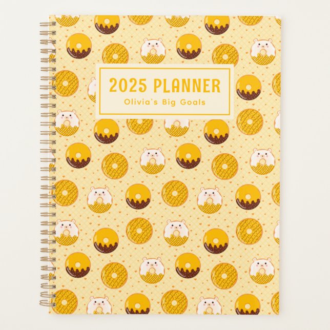 Kawaii Bear Doughnut Pattern Personalized Planner (Front)