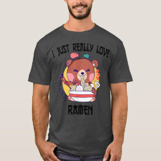 Kawaii bear eat ramen Japanese Anime Noodles T-Shirt