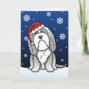 Kawaii Bearded Collie Christmas Card