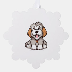 Kawaii Bearded Collie Puppy Ornament Card