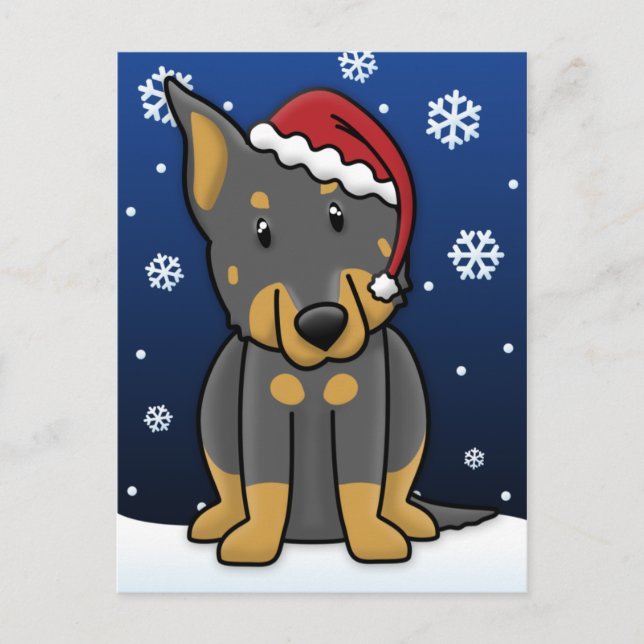 Kawaii Beauceron Christmas Postcard (Front)