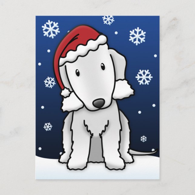 Kawaii Bedlington Terrier Christmas Postcard (Front)