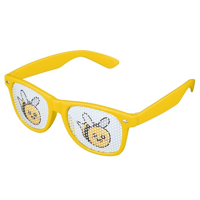 Kawaii bee retro sunglasses (Angled)