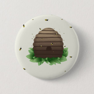 kawaii beehive and beeswarm 2 inch round button